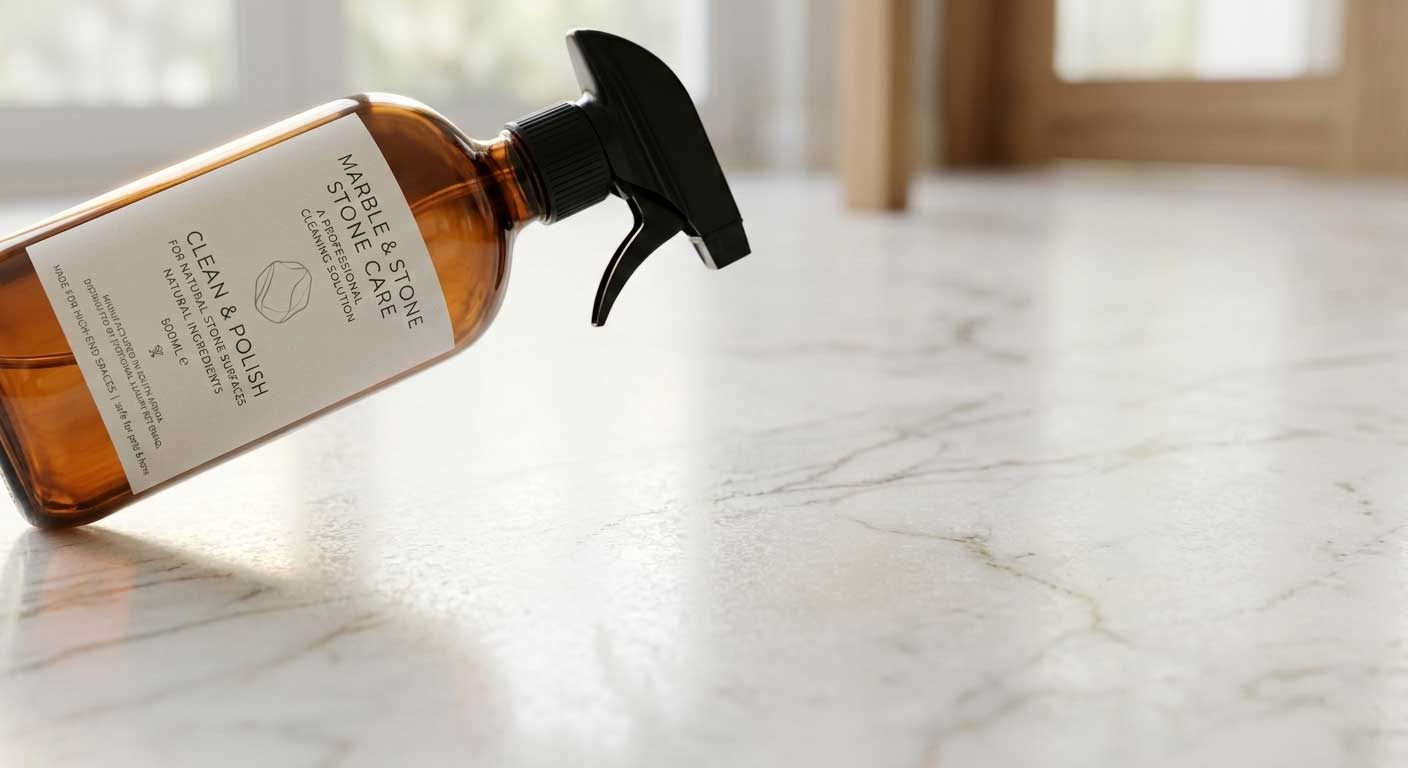 The Masterclass: How to Successfully Toilet Train Your Dog 6 A professional-grade enzymatic cleaner on a polished marble floor, essential for correct house training maintenance.