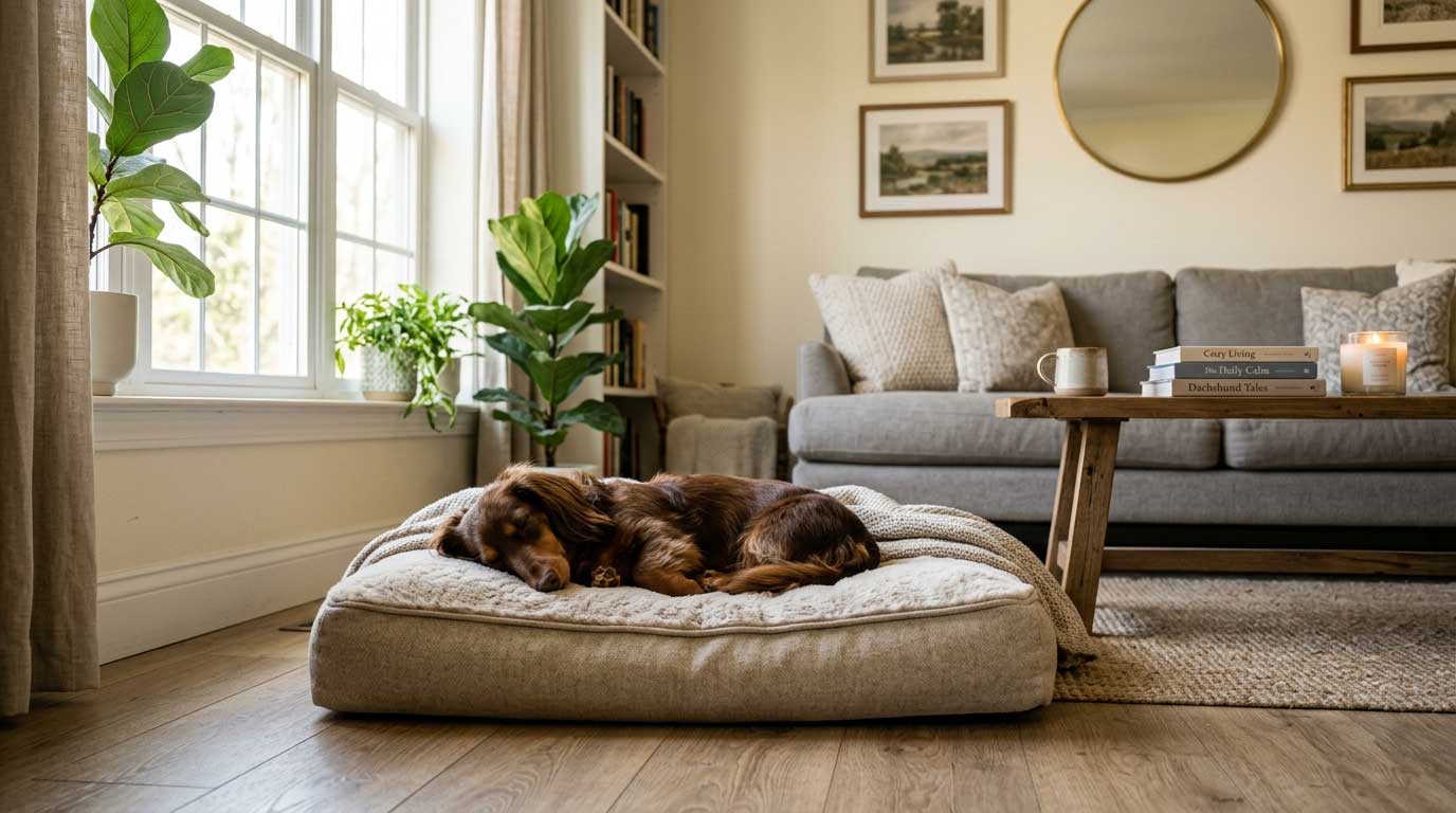 Rehoming a Dog When Retiring in SA 7 Small dog sleeping safely in a home environment, avoiding shelters.
