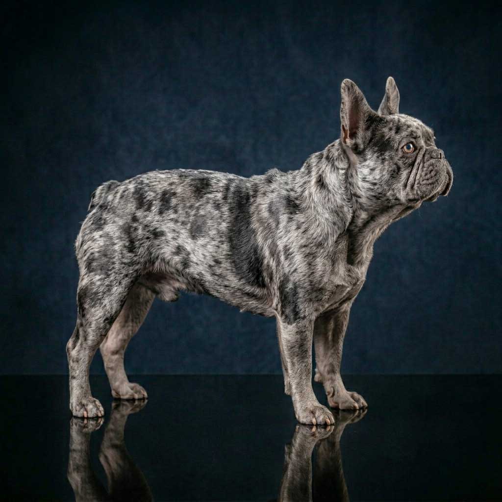 French Bulldog South Africa: The Complete Breed Guide 7 Mottled merle French Bulldog with distinct irregular coat patches