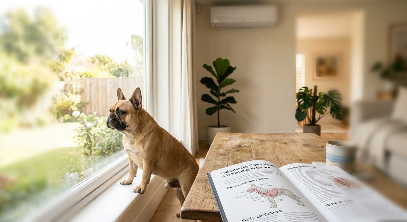 Anatomy & Dog Breed Terminology Guide 2 A fawn French Bulldog sitting inside a cool, air-conditioned living room in South Africa to prevent heatstroke.
