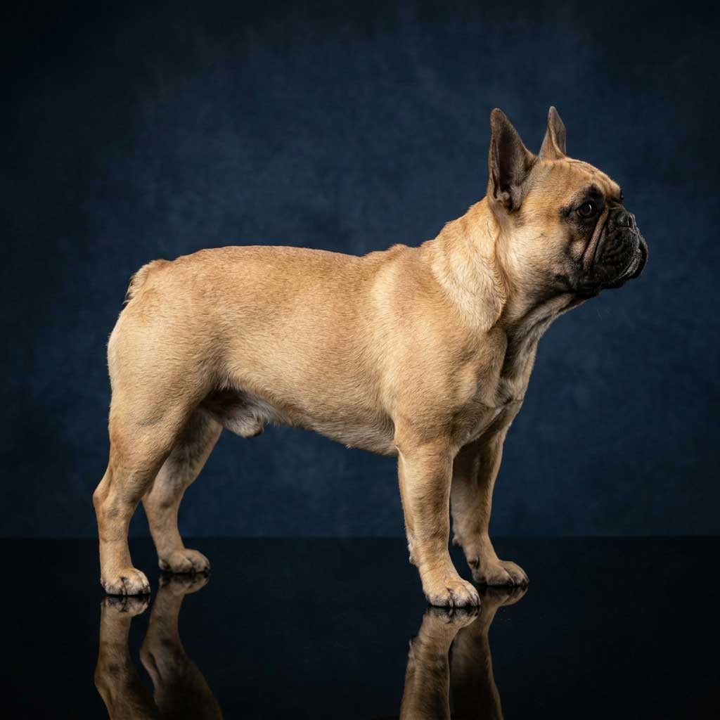 French Bulldog South Africa: The Complete Breed Guide 2 Fawn-colored French Bulldog with a black mask standing in profile